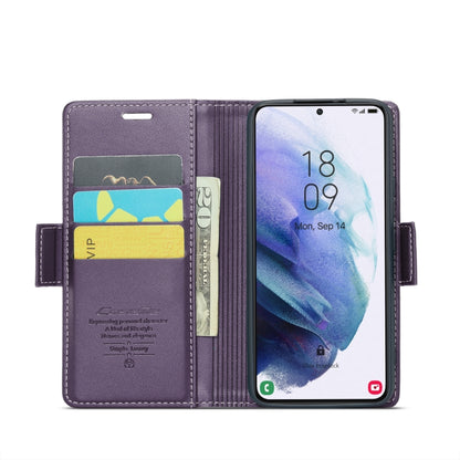 For Samsung Galaxy S21 5G CaseMe 023 Butterfly Buckle Litchi Texture RFID Anti-theft Leather Phone Case(Pearly Purple) - Galaxy S21 5G Cases by CaseMe | Online Shopping UK | buy2fix