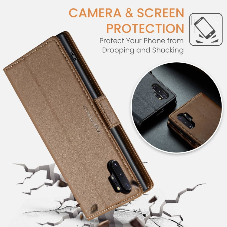 For Samsung Galaxy Note10+ CaseMe 023 Butterfly Buckle Litchi Texture RFID Anti-theft Leather Phone Case(Brown) - Galaxy Phone Cases by CaseMe | Online Shopping UK | buy2fix