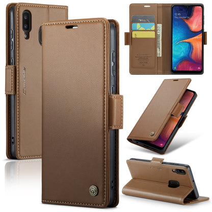 For Samsung Galaxy A20/A30/M10s CaseMe 023 Butterfly Buckle Litchi Texture RFID Anti-theft Leather Phone Case(Brown) - Galaxy Phone Cases by CaseMe | Online Shopping UK | buy2fix