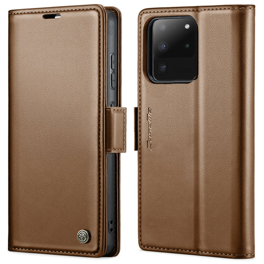 For Samsung Galaxy S20 Ultra CaseMe 023 Butterfly Buckle Litchi Texture RFID Anti-theft Leather Phone Case(Brown) - Galaxy Phone Cases by CaseMe | Online Shopping UK | buy2fix