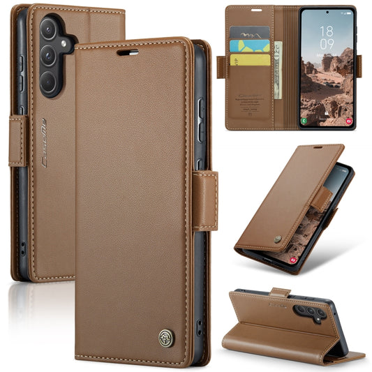 For Samsung Galaxy A55 CaseMe 023 Butterfly Buckle Litchi Texture RFID Anti-theft Leather Phone Case(Brown) - Galaxy Phone Cases by CaseMe | Online Shopping UK | buy2fix