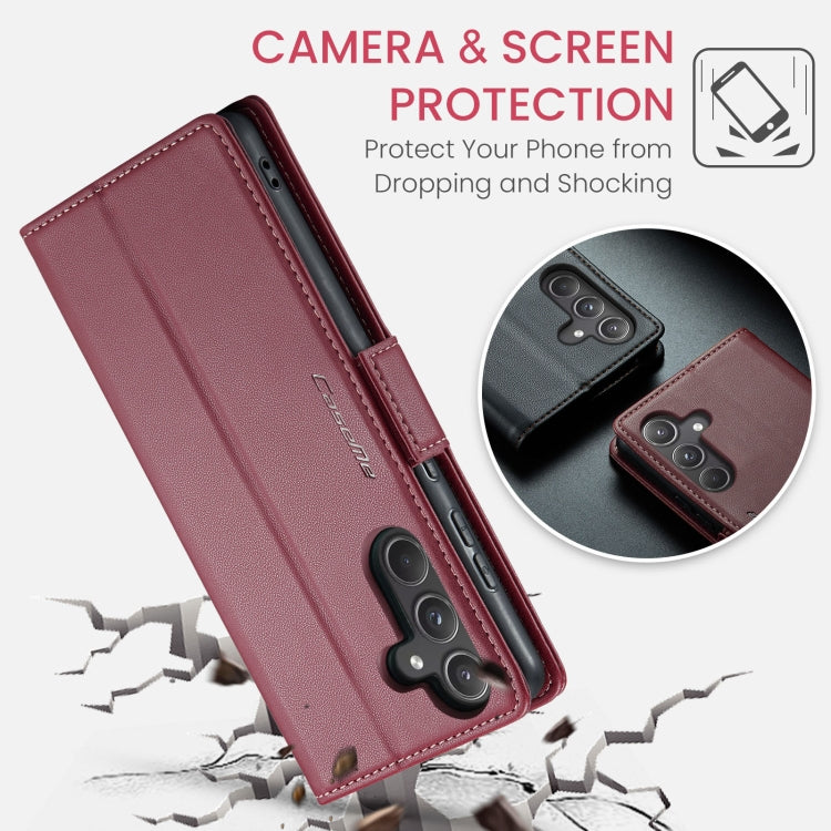 For Samsung Galaxy A55 CaseMe 023 Butterfly Buckle Litchi Texture RFID Anti-theft Leather Phone Case(Wine Red) - Galaxy Phone Cases by CaseMe | Online Shopping UK | buy2fix