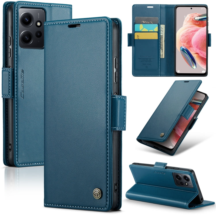 For Xiaomi Redmi Note 12 4G Global CaseMe 023 Butterfly Buckle Litchi Texture RFID Anti-theft Leather Phone Case(Blue) - Xiaomi Cases by CaseMe | Online Shopping UK | buy2fix