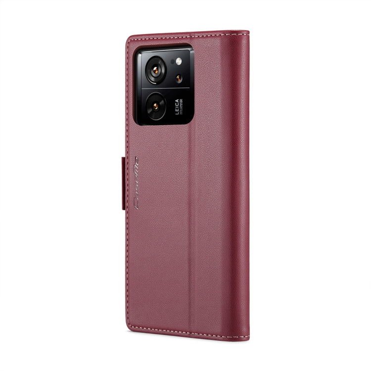 For Xiaomi 13T/13T Pro CaseMe 023 Butterfly Buckle Litchi Texture RFID Anti-theft Leather Phone Case(Wine Red) - Xiaomi Cases by CaseMe | Online Shopping UK | buy2fix