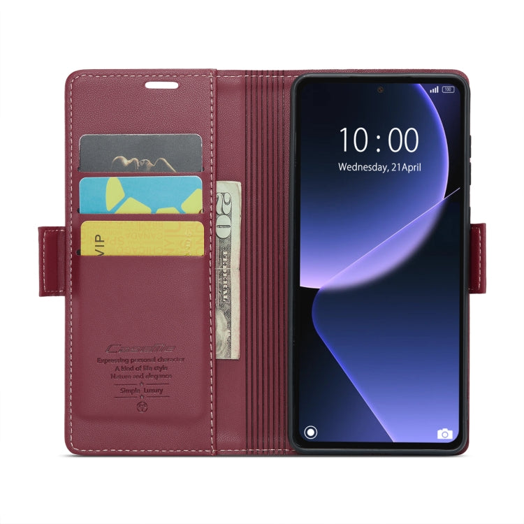 For Xiaomi 13T/13T Pro CaseMe 023 Butterfly Buckle Litchi Texture RFID Anti-theft Leather Phone Case(Wine Red) - Xiaomi Cases by CaseMe | Online Shopping UK | buy2fix