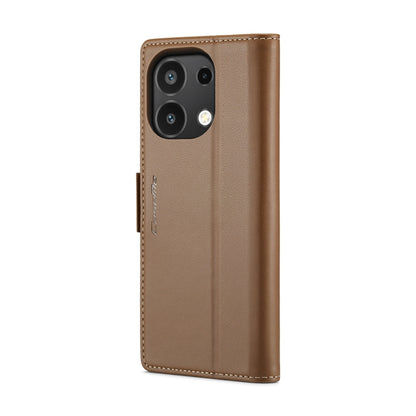 For Xiaomi Redmi Note 13 4G CaseMe 023 Butterfly Buckle Litchi Texture RFID Anti-theft Leather Phone Case(Brown) - Xiaomi Cases by CaseMe | Online Shopping UK | buy2fix