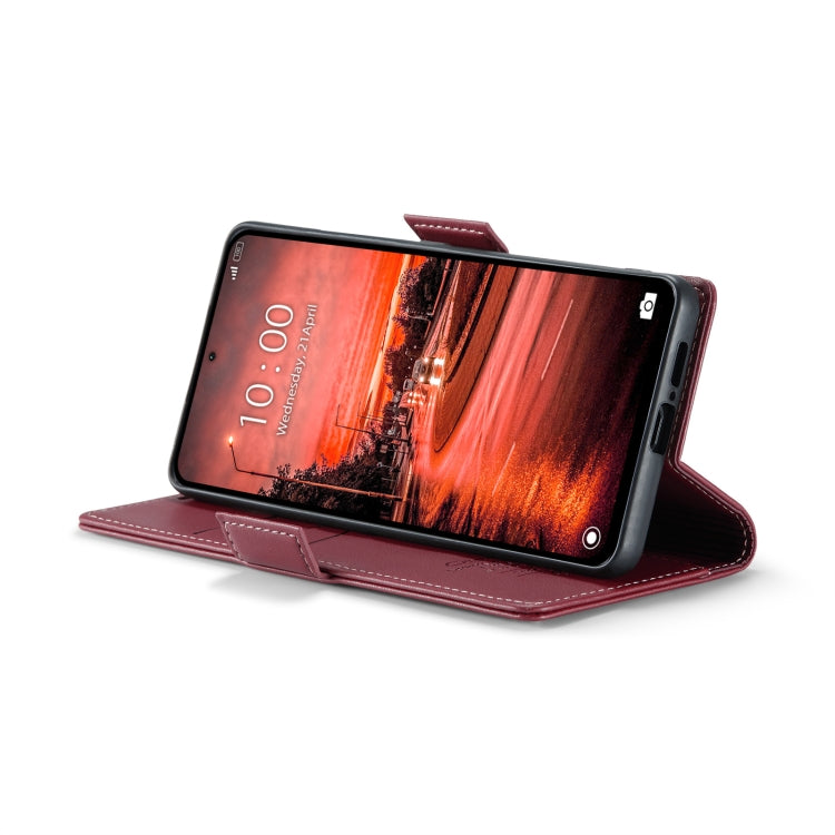 For Xiaomi Redmi Note 13 4G CaseMe 023 Butterfly Buckle Litchi Texture RFID Anti-theft Leather Phone Case(Wine Red) - Xiaomi Cases by CaseMe | Online Shopping UK | buy2fix