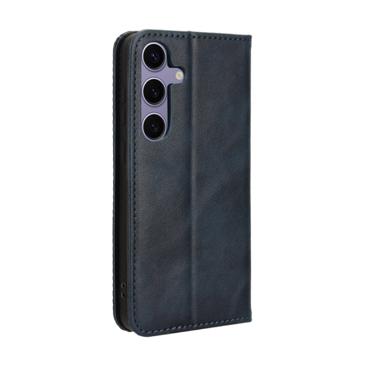 For Samsung Galaxy S24 5G Magnetic Buckle Retro Texture Leather Phone Case(Blue) - Galaxy S24 5G Cases by buy2fix | Online Shopping UK | buy2fix