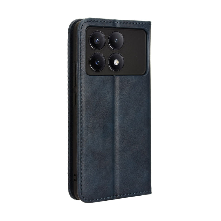 For Xiaomi Redmi K70 / K70 Pro Magnetic Buckle Retro Texture Leather Phone Case(Blue) - K70 Pro Cases by buy2fix | Online Shopping UK | buy2fix