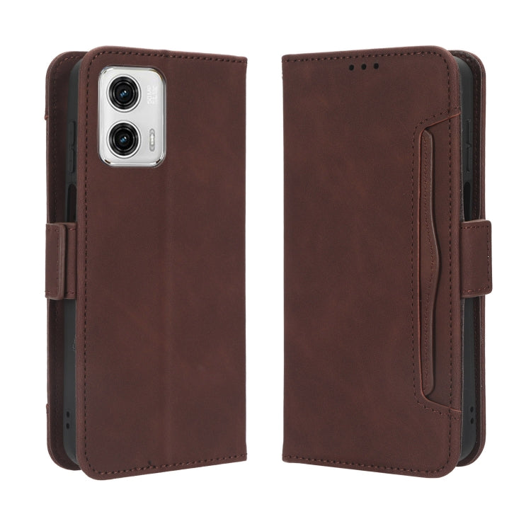 For Motorola Moto G 5G 2023 Skin Feel Calf Texture Card Slots Leather Phone Case(Brown) - Motorola Cases by buy2fix | Online Shopping UK | buy2fix