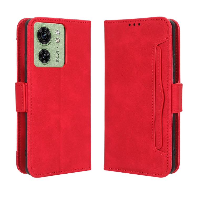 For Motorola Edge 40 Skin Feel Calf Texture Card Slots Leather Phone Case(Red) - Motorola Cases by buy2fix | Online Shopping UK | buy2fix