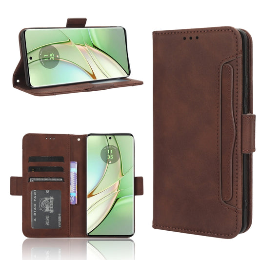 For Motorola Edge 40 Skin Feel Calf Texture Card Slots Leather Phone Case(Brown) - Motorola Cases by buy2fix | Online Shopping UK | buy2fix