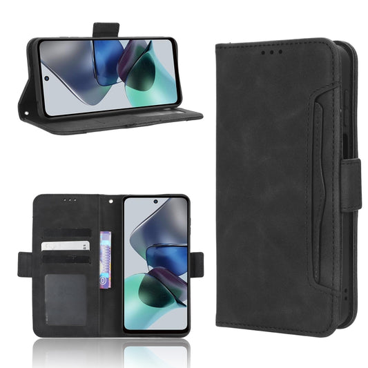 For Motorola Moto G53 / G13 Skin Feel Calf Texture Card Slots Leather Phone Case(Black) - Motorola Cases by buy2fix | Online Shopping UK | buy2fix