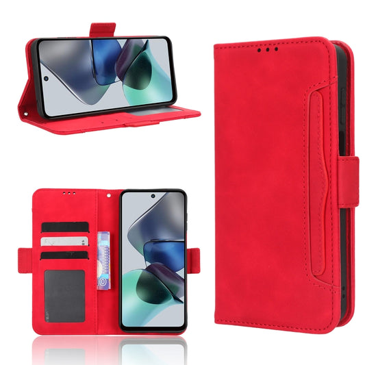 For Motorola Moto G53 / G13 Skin Feel Calf Texture Card Slots Leather Phone Case(Red) - Motorola Cases by buy2fix | Online Shopping UK | buy2fix