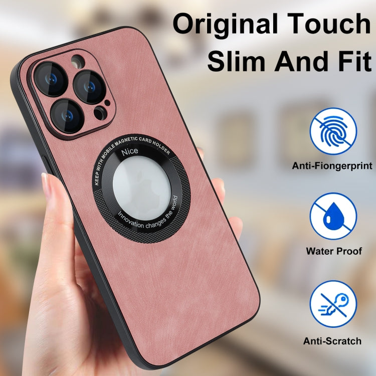 For iPhone 14 Pro Max Skin Feel Leather MagSafe Magnetic Phone Case(Pink) - iPhone 14 Pro Max Cases by buy2fix | Online Shopping UK | buy2fix