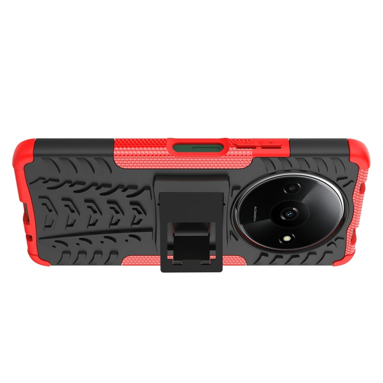 For Xiaomi Redmi A3 4G Tire Texture TPU + PC Phone Case with Holder(Red) - Xiaomi Cases by buy2fix | Online Shopping UK | buy2fix