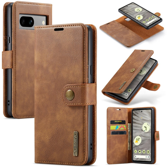 For Google Pixel 8A DG.MING Crazy Horse Texture Detachable Magnetic Leather Phone Case(Brown) - Google Cases by DG.MING | Online Shopping UK | buy2fix