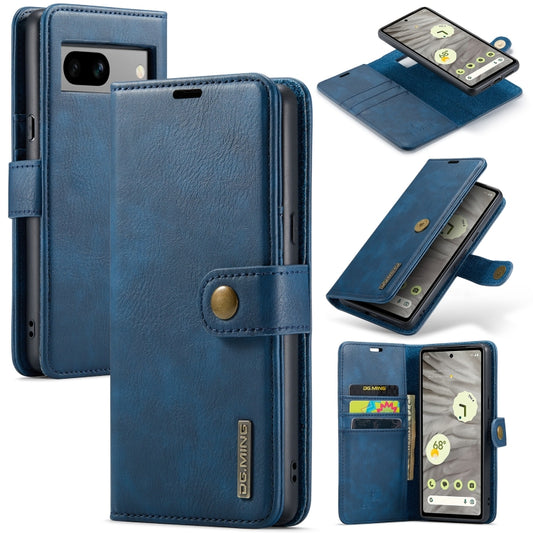 For Google Pixel 8A DG.MING Crazy Horse Texture Detachable Magnetic Leather Phone Case(Blue) - Google Cases by DG.MING | Online Shopping UK | buy2fix