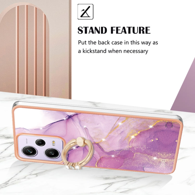 For Xiaomi Redmi Note 12 Pro 5G Global Electroplating Marble IMD TPU Phone Case with Ring Holder(Purple 001) - Xiaomi Cases by buy2fix | Online Shopping UK | buy2fix