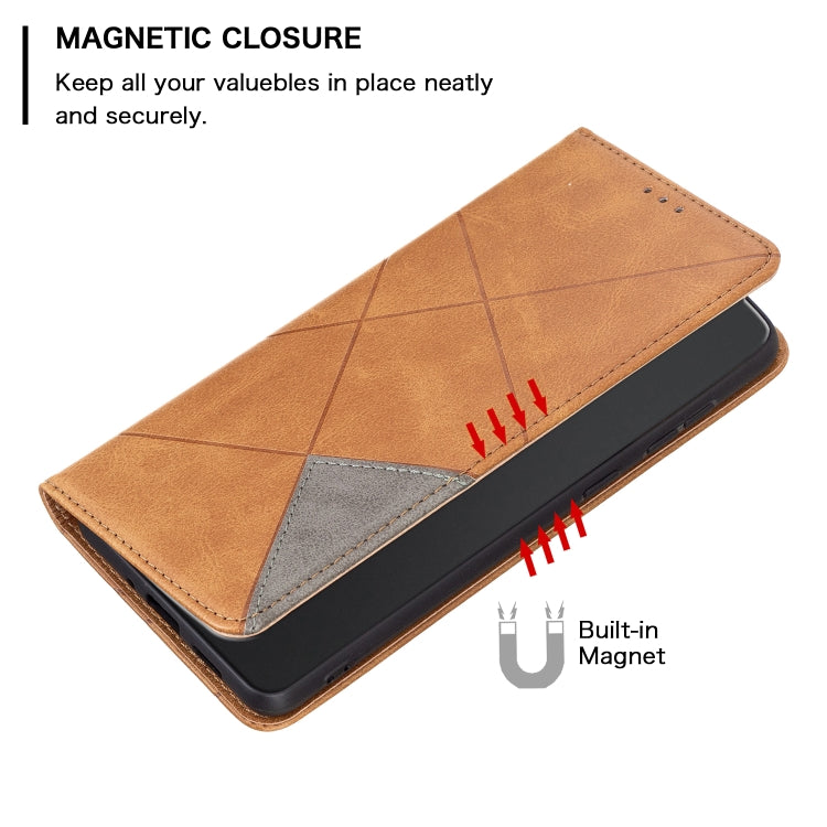 For Xiaomi Redmi 13C Rhombus Texture Magnetic Leather Phone Case(Yellow) - 13C Cases by buy2fix | Online Shopping UK | buy2fix