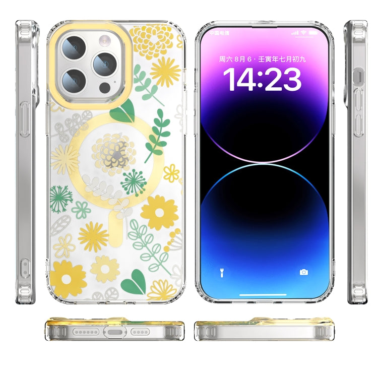 For iPhone 15 Plus MagSafe Magnetic TPU Phone Case(Yellow Chrysanthemum) - iPhone 15 Plus Cases by buy2fix | Online Shopping UK | buy2fix