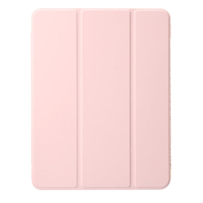 For iPad Pro 13 2024 Clear Acrylic 3-Fold Leather Tablet Case(Pink) - iPad Pro 13 2024 Cases by buy2fix | Online Shopping UK | buy2fix