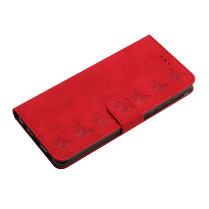 For iPhone 16 Pro Seven Butterflies Embossed Leather Phone Case(Red) - iPhone 16 Pro Cases by buy2fix | Online Shopping UK | buy2fix