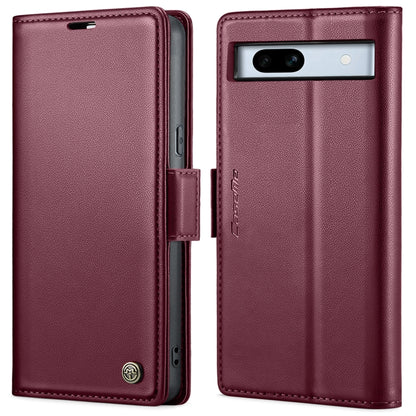 For Google Pixel 7a CaseMe 023 Butterfly Buckle Litchi Texture RFID Anti-theft Leather Phone Case(Wine Red) - Google Cases by CaseMe | Online Shopping UK | buy2fix