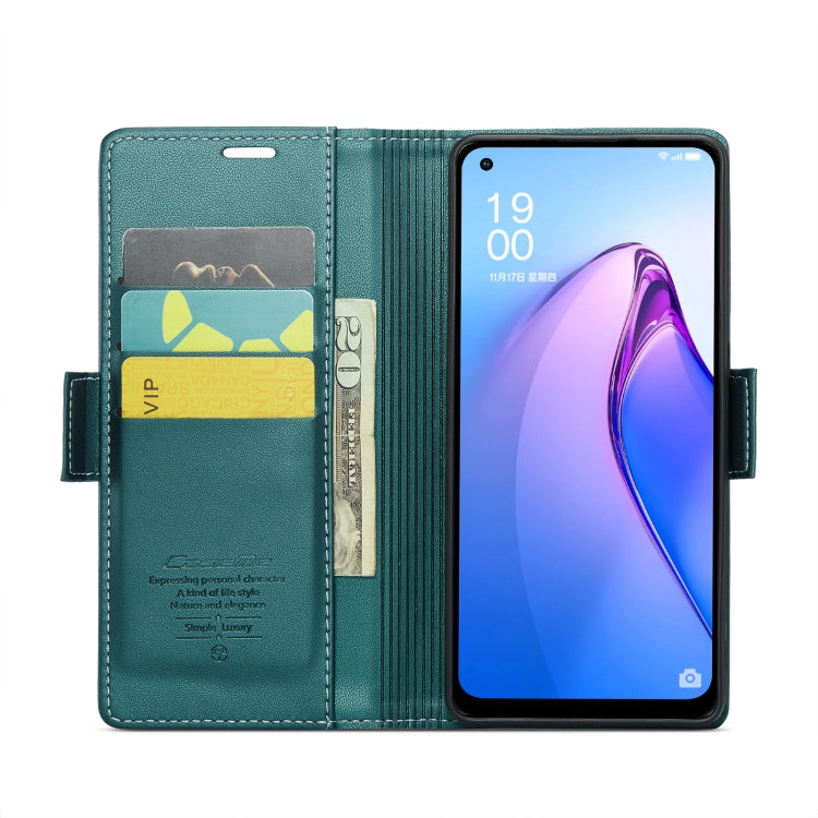 For OPPO Reno8 Lite Global CaseMe 023 Butterfly Buckle Litchi Texture RFID Anti-theft Leather Phone Case(Pearly Blue) - OPPO Cases by CaseMe | Online Shopping UK | buy2fix