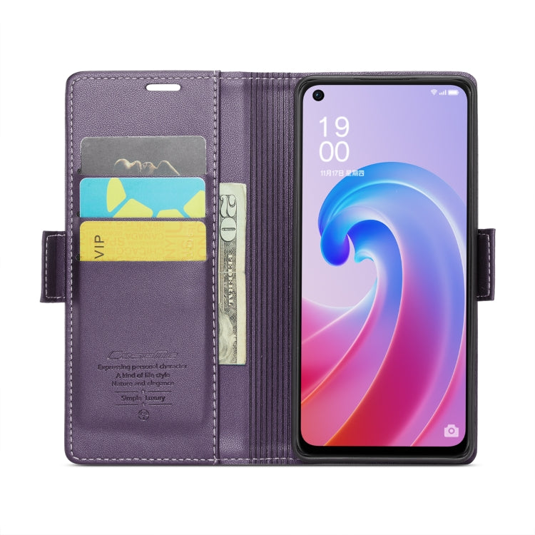 For OPPO A96 4G Global/A36 4G/K10 4G/A76 4G CaseMe 023 Butterfly Buckle Litchi Texture RFID Anti-theft Leather Phone Case(Pearly Purple) - OPPO Cases by CaseMe | Online Shopping UK | buy2fix