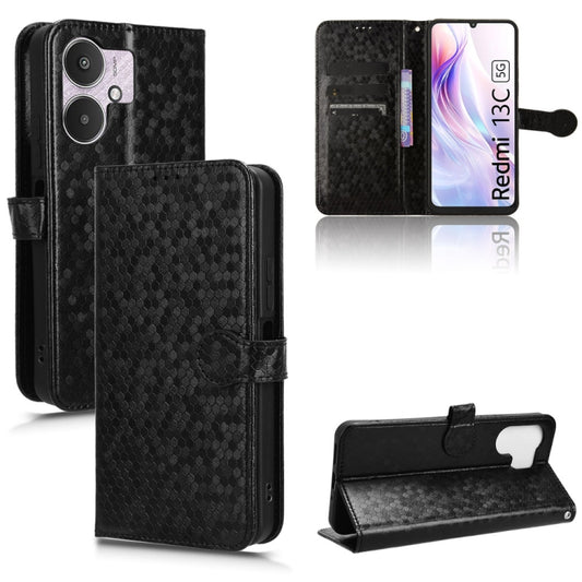 For Xiaomi Redmi 13C 5G / 4G Honeycomb Dot Texture Leather Phone Case(Black) - 13C Cases by buy2fix | Online Shopping UK | buy2fix