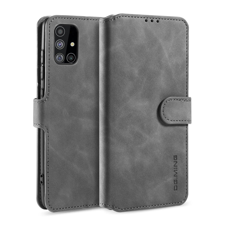 For Samsung Galaxy A51 5G DG.MING Retro Oil Side Horizontal Flip Case with Holder & Card Slots & Wallet(Gray) - Galaxy Phone Cases by DG.MING | Online Shopping UK | buy2fix