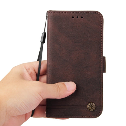 For Xiaomi Redmi K70E Skin Feel Life Tree Metal Button Leather Phone Case(Brown) - K70E Cases by buy2fix | Online Shopping UK | buy2fix