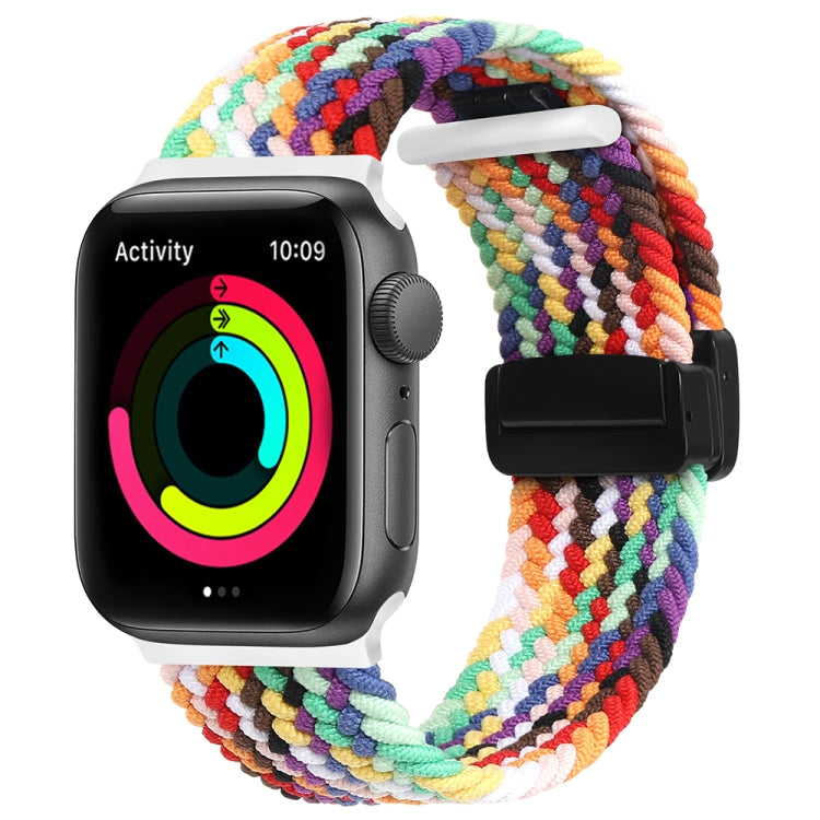 Magnetic Fold Clasp Woven Watch Band For Apple Watch 6 44mm(Rainbow Color) - Watch Bands by buy2fix | Online Shopping UK | buy2fix