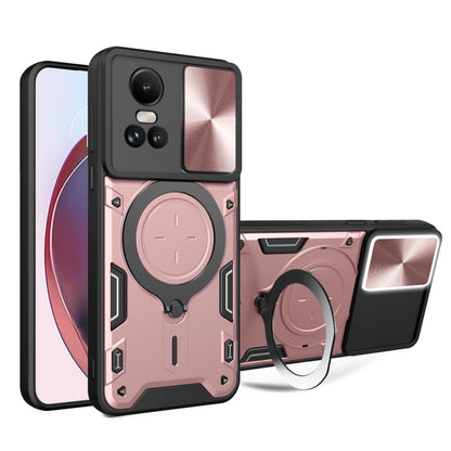 For OPPO Reno10 5G Global CD Texture Sliding Camshield Magnetic Holder Phone Case(Pink) - OPPO Cases by buy2fix | Online Shopping UK | buy2fix