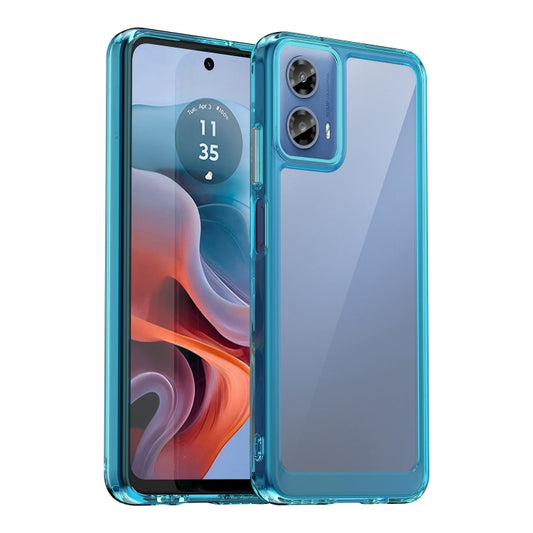 For Motorola Moto G34 Colorful Series Acrylic Hybrid TPU Phone Case(Transparent Blue) - Motorola Cases by buy2fix | Online Shopping UK | buy2fix