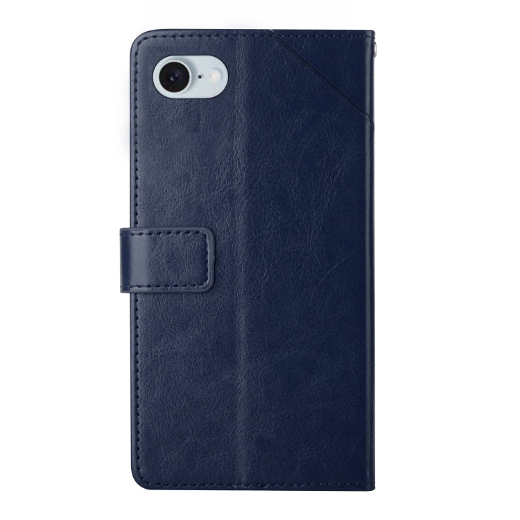 For iPhone SE 2024 HT01 Y-shaped Pattern Flip Leather Phone Case(Blue) - More iPhone Cases by buy2fix | Online Shopping UK | buy2fix