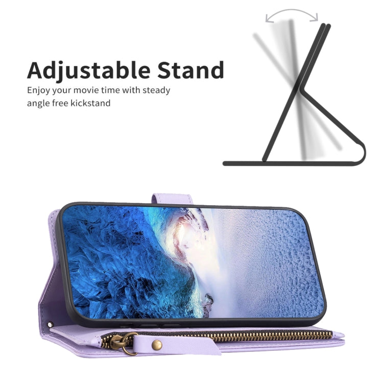 For Xiaomi 13 Pro 9 Card Slots Zipper Wallet Leather Flip Phone Case(Light Purple) - 13 Pro Cases by buy2fix | Online Shopping UK | buy2fix