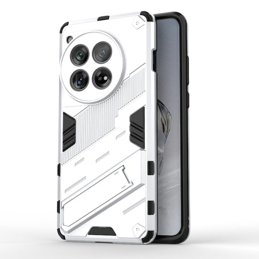 For OnePlus 12 5G Punk Armor 2 in 1 PC + TPU Phone Case with Holder(White) - OnePlus Cases by buy2fix | Online Shopping UK | buy2fix