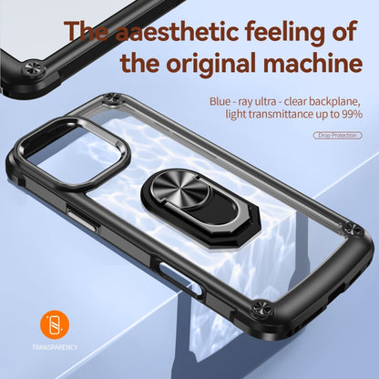 For iPhone 16 Pro Max TPU + PC Lens Protection Phone Case with Ring Holder(Black) - iPhone 16 Pro Max Cases by buy2fix | Online Shopping UK | buy2fix