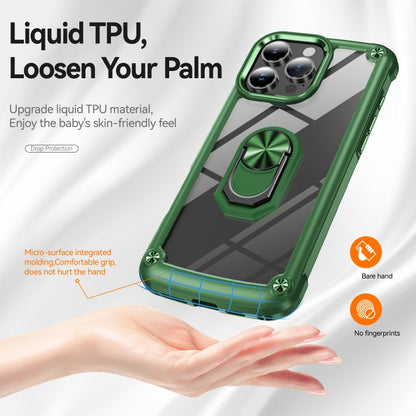 For iPhone 16 Pro Max TPU + PC Lens Protection Phone Case with Ring Holder(Green) - iPhone 16 Pro Max Cases by buy2fix | Online Shopping UK | buy2fix