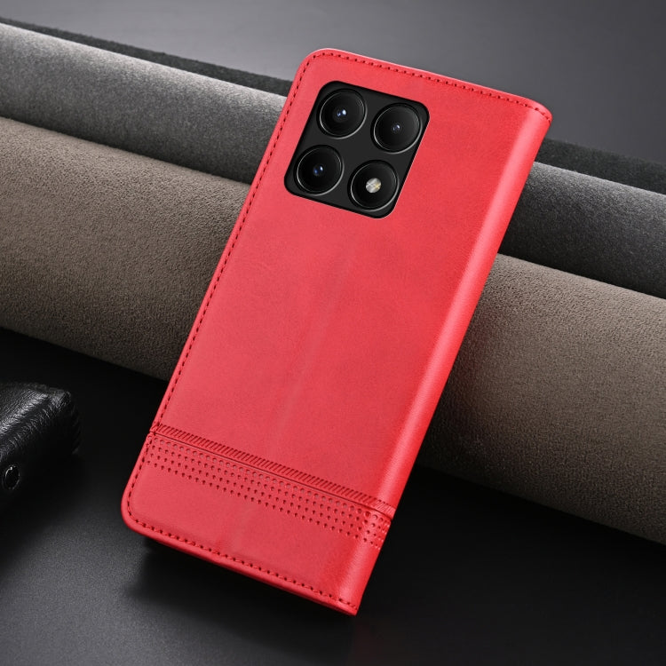 For Xiaomi Redmi K70/K70 Pro AZNS Magnetic Calf Texture Flip Leather Phone Case(Red) - K70 Pro Cases by AZNS | Online Shopping UK | buy2fix