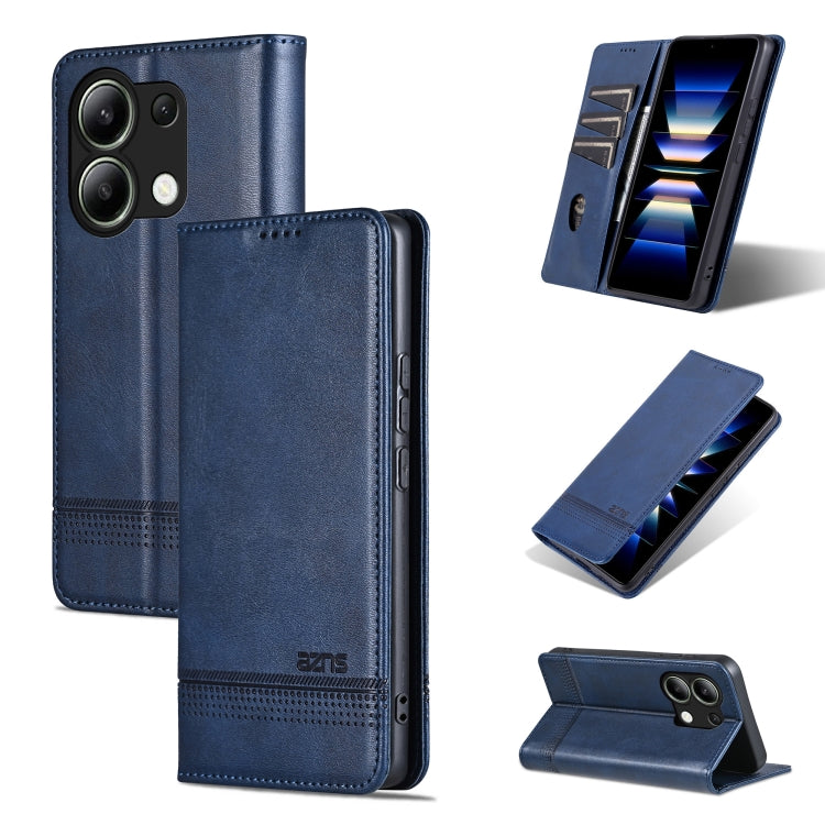 For Xiaomi Redmi Note 13 4G AZNS Magnetic Calf Texture Flip Leather Phone Case(Dark Blue) - Xiaomi Cases by AZNS | Online Shopping UK | buy2fix