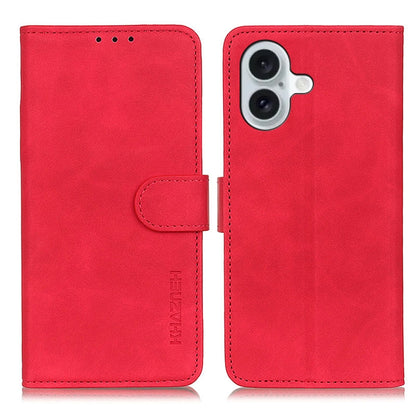 For iPhone 16 KHAZNEH Retro Texture Leather Phone Case(Red) - iPhone 16 Cases by buy2fix | Online Shopping UK | buy2fix