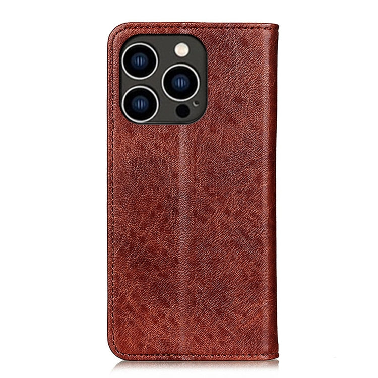 For iPhone 16 Pro Magnetic Crazy Horse Texture Horizontal Flip Leather Phone Case(Brown) - iPhone 16 Pro Cases by buy2fix | Online Shopping UK | buy2fix