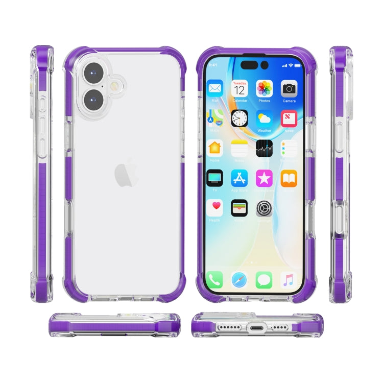 For iPhone 16 Plus Four-corner Shockproof TPU + Acrylic Phone Case(Purple) - iPhone 16 Plus Cases by buy2fix | Online Shopping UK | buy2fix