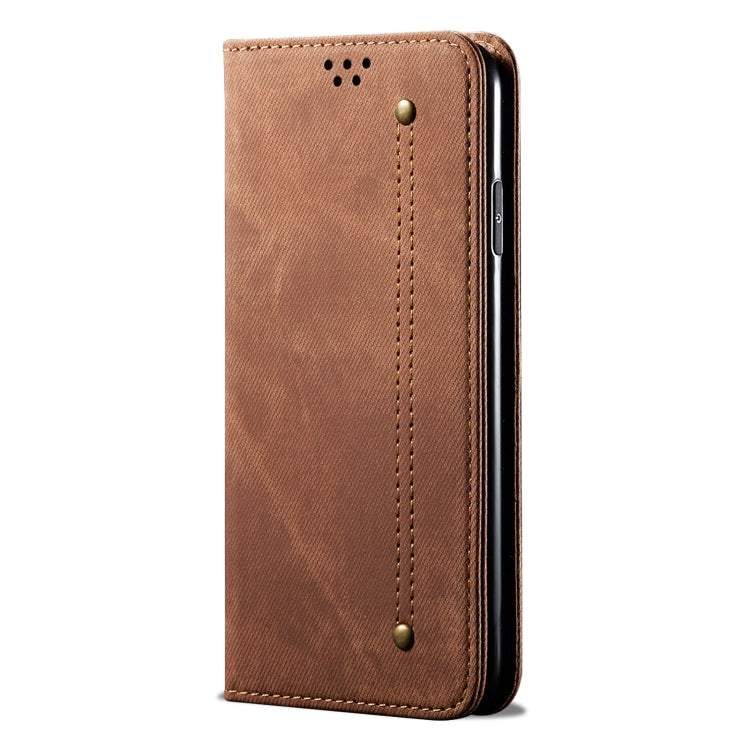 For Honor X8 5G / X6 4G Foreign Denim Texture Flip Leather Phone Case(Brown) - Honor Cases by buy2fix | Online Shopping UK | buy2fix