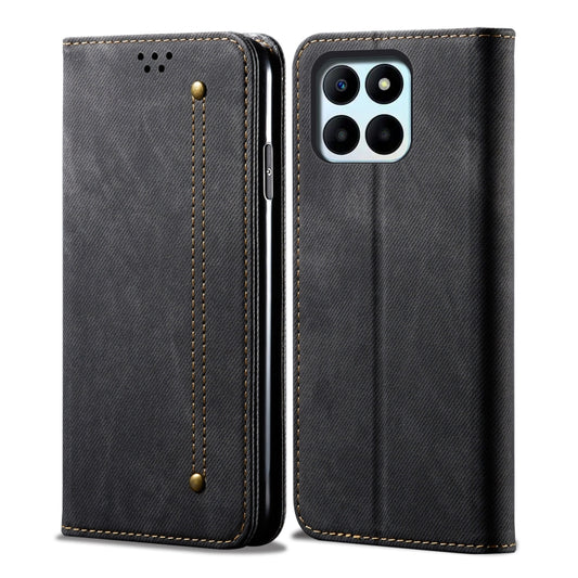 For Honor X8b 4G Global Denim Texture Flip Leather Phone Case(Black) - Honor Cases by buy2fix | Online Shopping UK | buy2fix