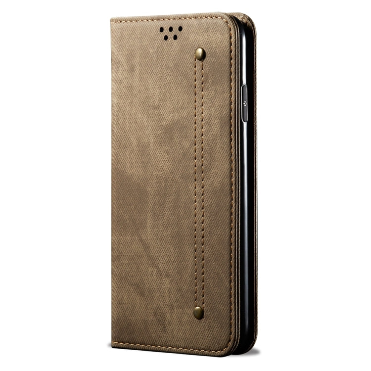 For Honor Play 8T 5G / X7b Denim Texture Flip Leather Phone Case(Khaki) - Honor Cases by buy2fix | Online Shopping UK | buy2fix