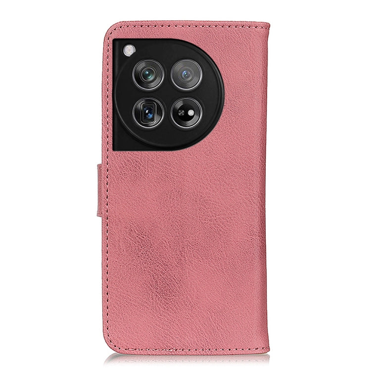 For OnePlus 12 KHAZNEH Cowhide Texture Flip Leather Phone Case(Pink) - OnePlus Cases by buy2fix | Online Shopping UK | buy2fix